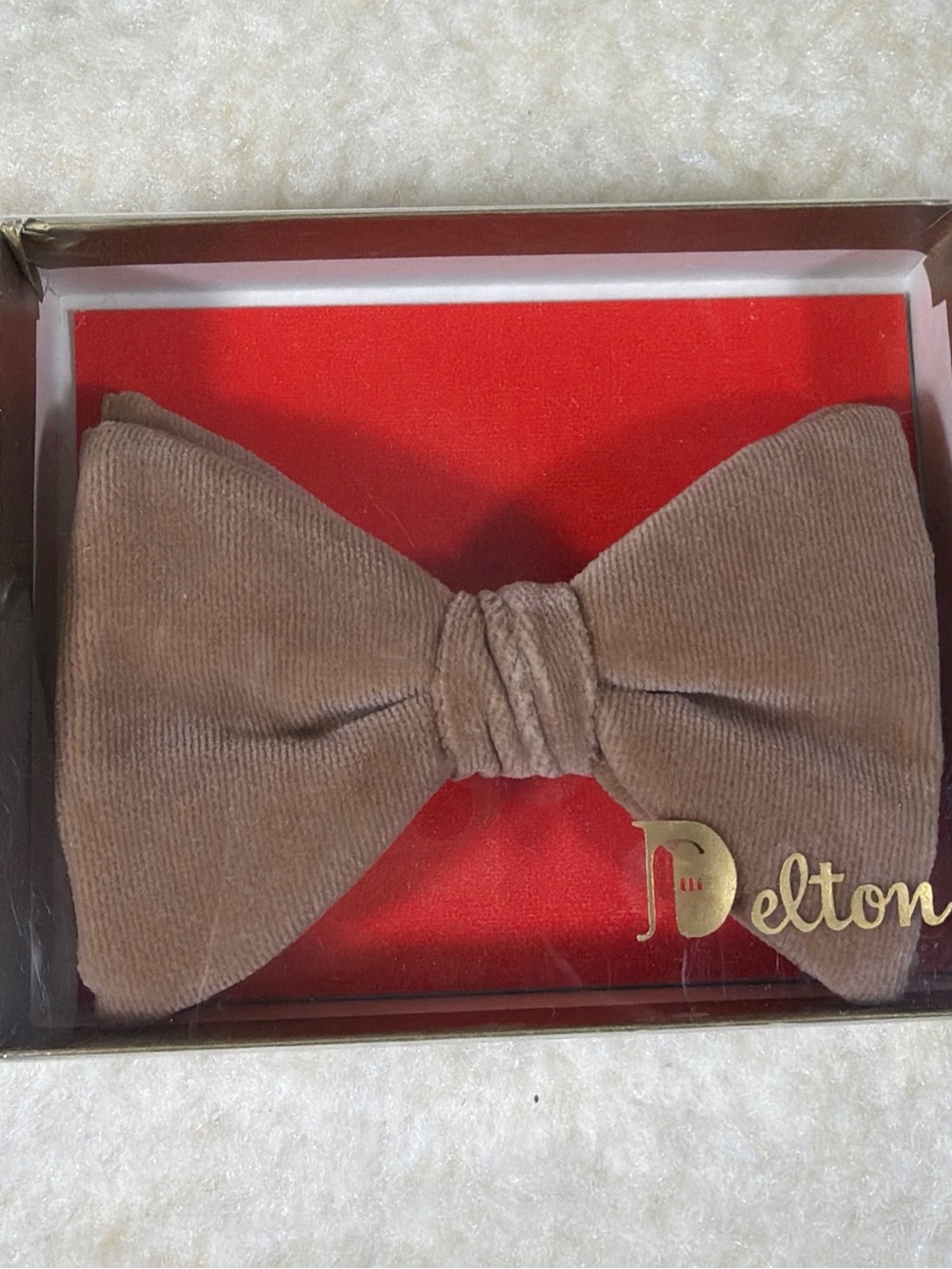 Vintage Denton Boxed Men's Brown Velvet Clip Bow Tie